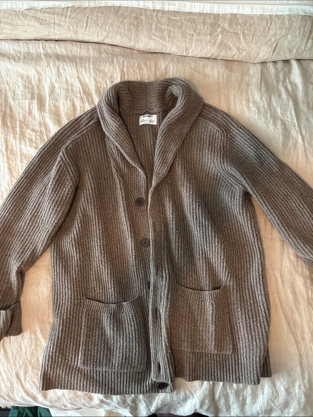Old Navy Brown Ribbed Shawl Collar Cardigan